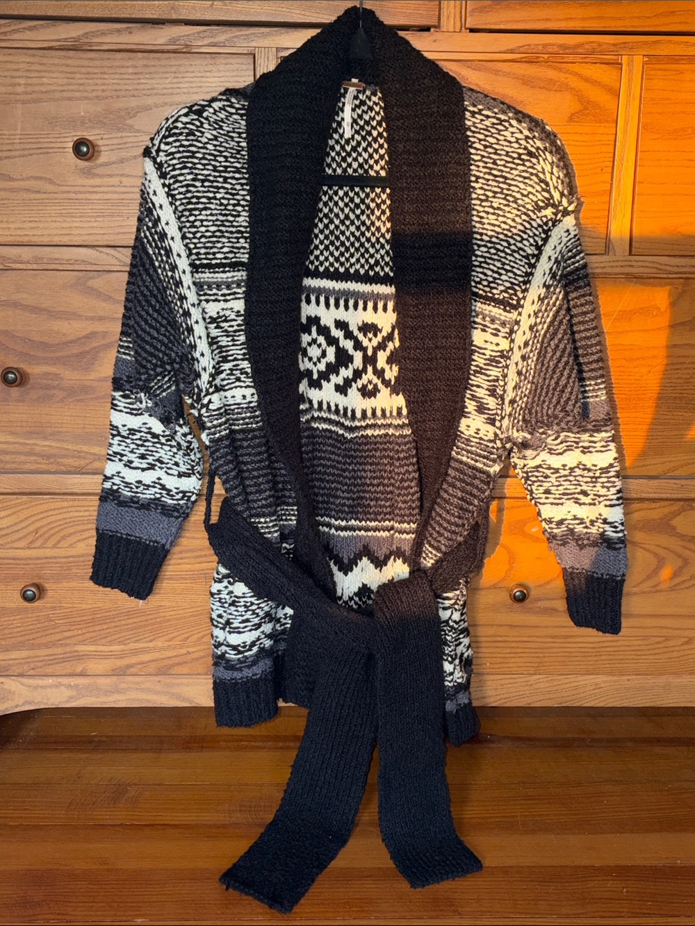 Women’s Free People Black & White Patterned Cardigan Sweater